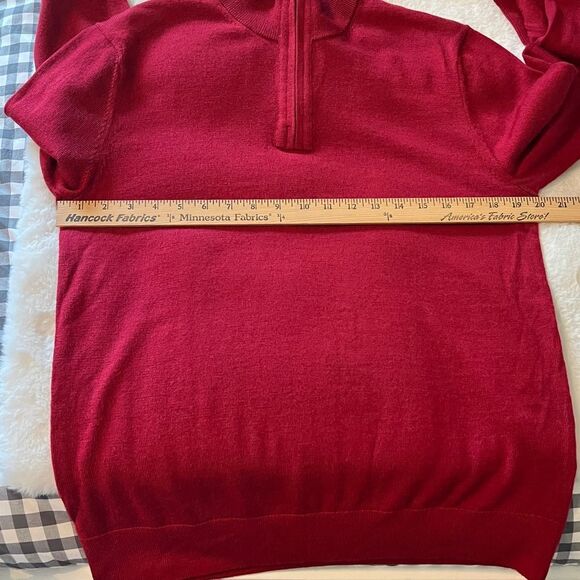 New! Banana Republic Factory 100% Merino Wool Quarter-Zip Sweater in Cognac Red - Picture 9 of 16